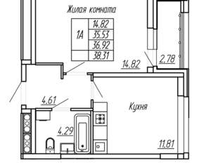 1-к квартира, вторичка, 37м2, 5/16 этаж