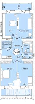 3-к квартира, строящийся дом, 116м2, 8/9 этаж