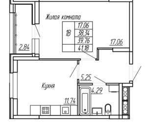 1-к квартира, вторичка, 40м2, 6/16 этаж