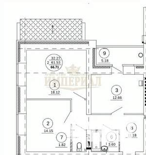2-к квартира, вторичка, 67м2, 4/10 этаж