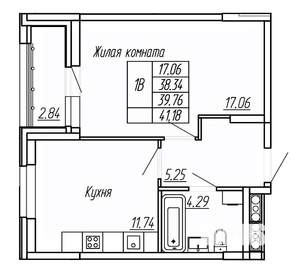 1-к квартира, вторичка, 40м2, 10/16 этаж