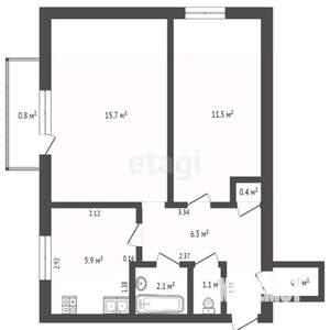 2-к квартира, вторичка, 45м2, 6/9 этаж