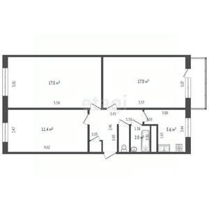 3-к квартира, вторичка, 60м2, 4/5 этаж