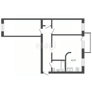 3-к квартира, вторичка, 56м2, 3/4 этаж