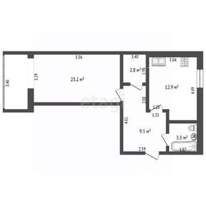 1-к квартира, вторичка, 52м2, 4/9 этаж