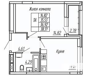 1-к квартира, вторичка, 37м2, 3/16 этаж