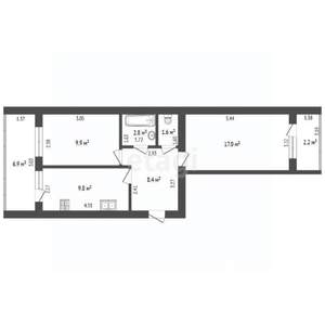 2-к квартира, вторичка, 61м2, 9/9 этаж