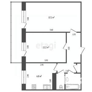 2-к квартира, вторичка, 49м2, 1/5 этаж