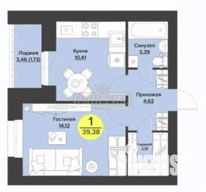 1-к квартира, строящийся дом, 36м2, 2/9 этаж