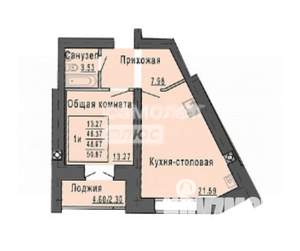 1-к квартира, вторичка, 49м2, 2/9 этаж
