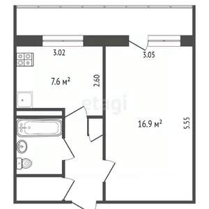 1-к квартира, вторичка, 33м2, 6/6 этаж