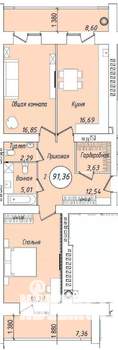 2-к квартира, строящийся дом, 113м2, 1/9 этаж