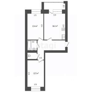 2-к квартира, вторичка, 62м2, 3/4 этаж