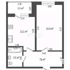 1-к квартира, вторичка, 39м2, 5/9 этаж