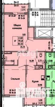 2-к квартира, вторичка, 85м2, 9/9 этаж