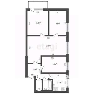 4-к квартира, вторичка, 61м2, 3/5 этаж