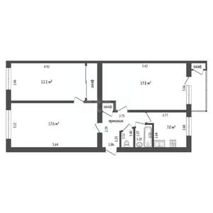 3-к квартира, вторичка, 65м2, 4/5 этаж