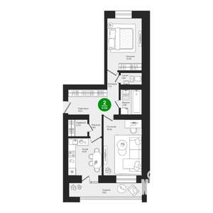 2-к квартира, вторичка, 67м2, 1/10 этаж