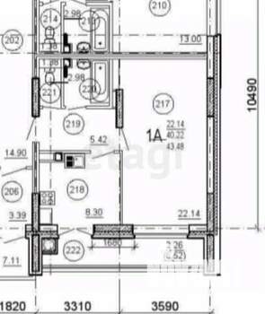 1-к квартира, вторичка, 40м2, 5/14 этаж