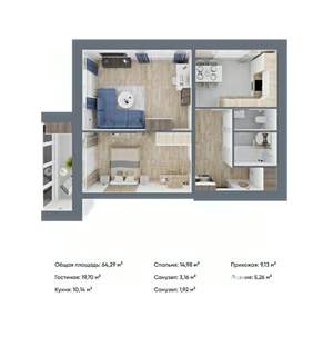 2-к квартира, строящийся дом, 64м2, 4/9 этаж