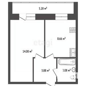 1-к квартира, вторичка, 30м2, 1/10 этаж