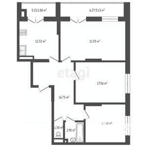 3-к квартира, вторичка, 90м2, 3/14 этаж