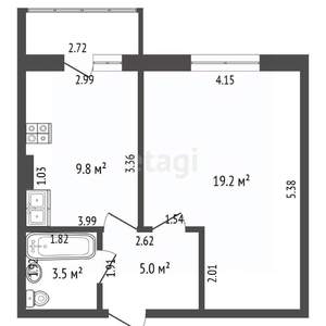 1-к квартира, вторичка, 38м2, 8/10 этаж