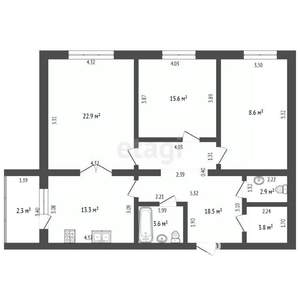 3-к квартира, вторичка, 99м2, 1/9 этаж