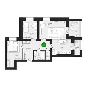 3-к квартира, строящийся дом, 89м2, 4/10 этаж