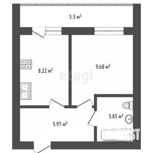 1-к квартира, вторичка, 33м2, 3/9 этаж