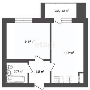 1-к квартира, вторичка, 40м2, 5/16 этаж