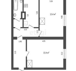 2-к квартира, вторичка, 51м2, 1/2 этаж