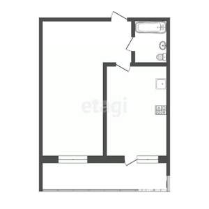 1-к квартира, вторичка, 43м2, 6/16 этаж