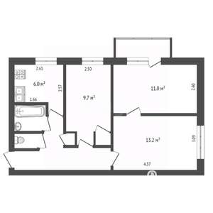 3-к квартира, вторичка, 53м2, 4/5 этаж