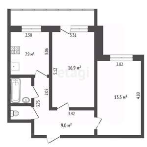 2-к квартира, вторичка, 47м2, 7/8 этаж