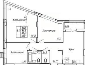 3-к квартира, вторичка, 88м2, 2/16 этаж