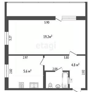 1-к квартира, вторичка, 39м2, 9/9 этаж