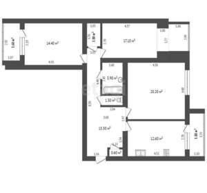 3-к квартира, вторичка, 91м2, 6/6 этаж