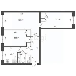 3-к квартира, вторичка, 58м2, 1/5 этаж