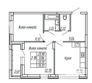 2-к квартира, вторичка, 54м2, 2/16 этаж