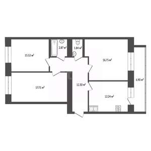 3-к квартира, вторичка, 80м2, 2/9 этаж