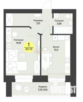 1-к квартира, вторичка, 40м2, 1/9 этаж