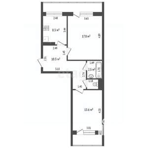 2-к квартира, вторичка, 53м2, 4/5 этаж