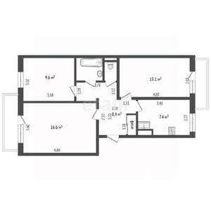 3-к квартира, вторичка, 60м2, 4/5 этаж