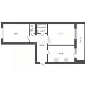 2-к квартира, вторичка, 61м2, 8/9 этаж