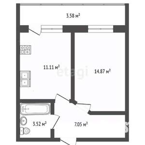 1-к квартира, вторичка, 44м2, 8/9 этаж
