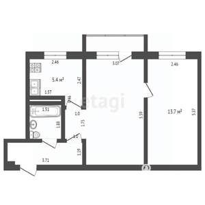 2-к квартира, вторичка, 45м2, 5/5 этаж