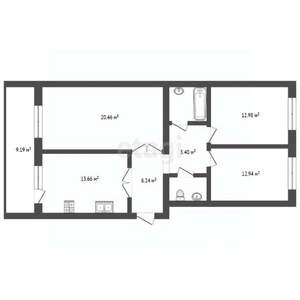 3-к квартира, вторичка, 87м2, 8/9 этаж