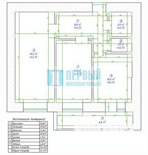 2-к квартира, вторичка, 61м2, 3/9 этаж