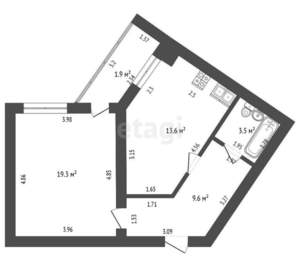 1-к квартира, вторичка, 46м2, 10/10 этаж